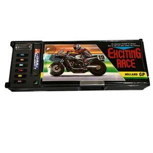 Vintage 1980’s Japanese Reimei New Touch Pencil Case Holland GP Motorcycle AS IS